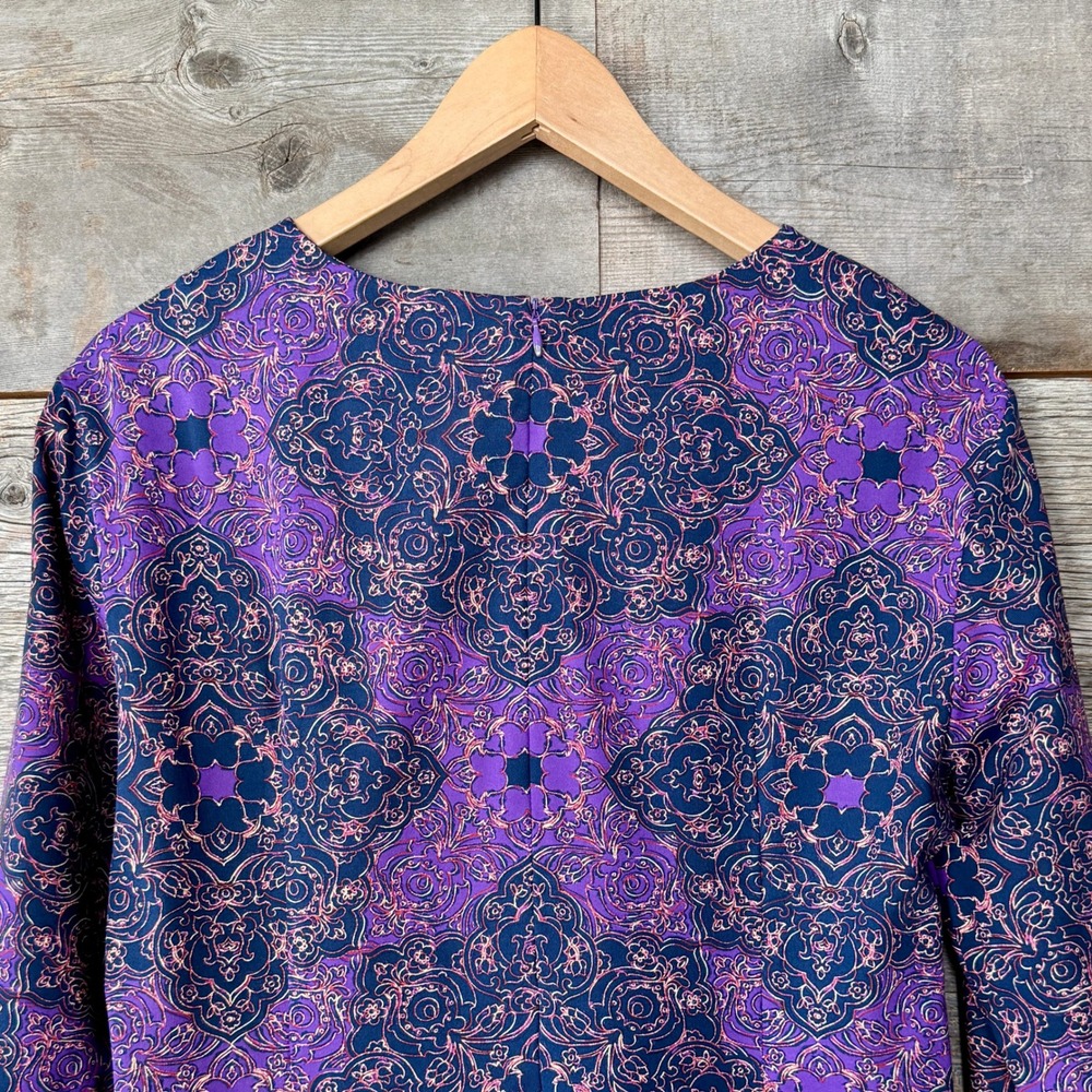 J.McLaughlin Catalina Cloth Astor Tile Sheath Dress XL Purple Stretch Travel - Picture 6 of 8